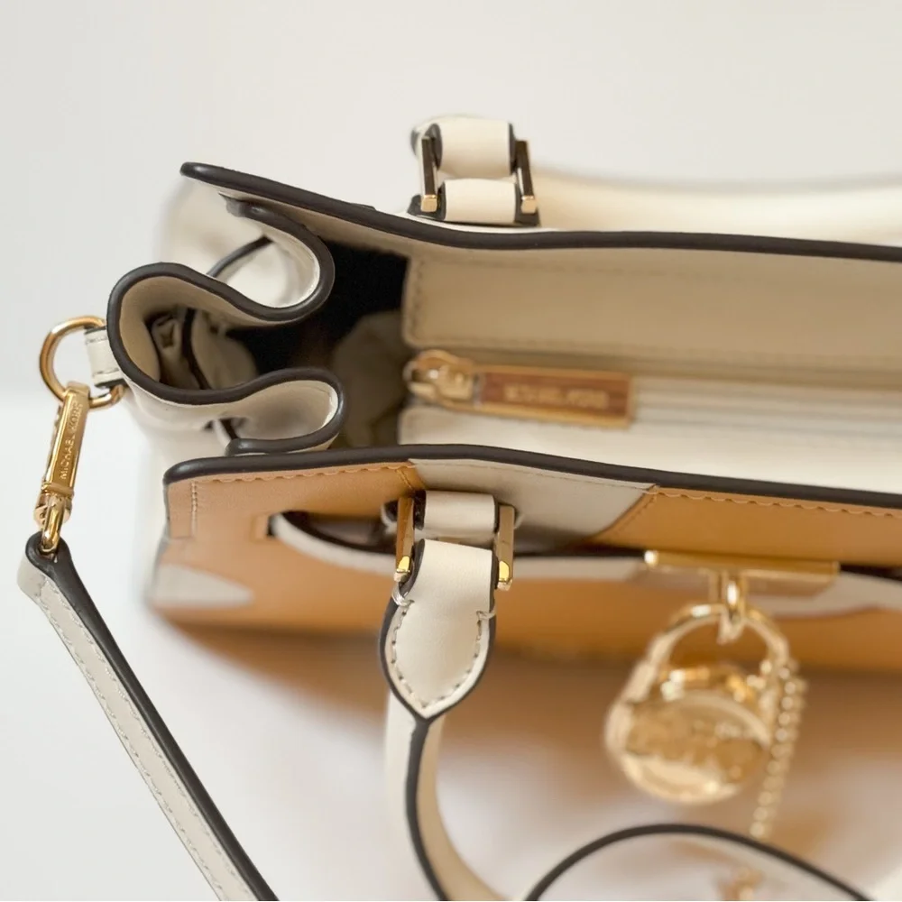 Michael Kors Hamilton Small Satchel Shoulder  Bag Graphic Logo Golden Rod Multi - Picture 9 of 15